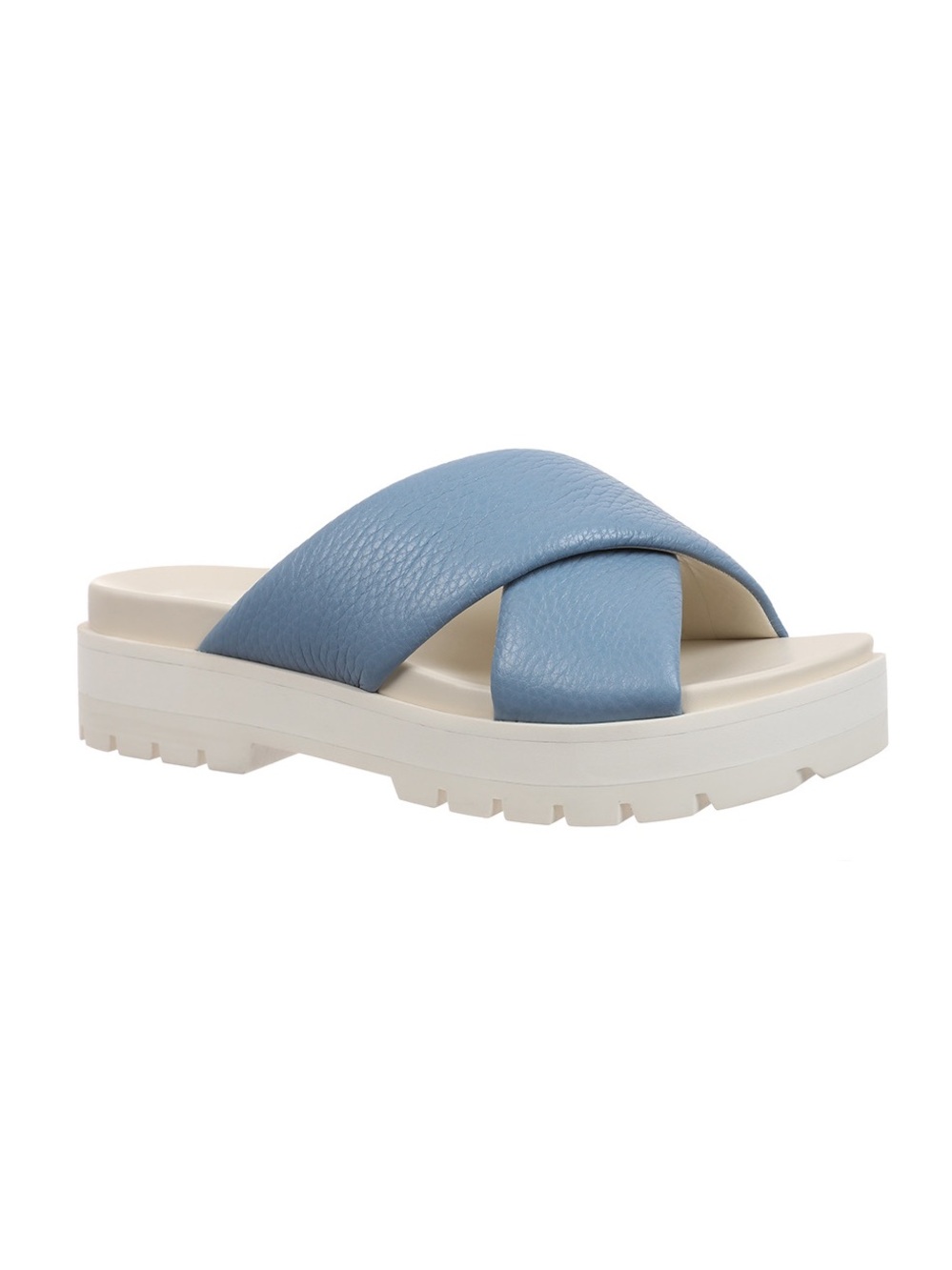 Vionic Blue Leather Vesta Comfort Slide Sandals